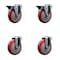 Service Caster 5'' Red Poly Wheel Swivel Bolt Hole Caster Set with 2 Posi Lock Brakes, 4PK SCC-BH20S514-PPUB-RED-PLB-2-S-2 - alternate 1